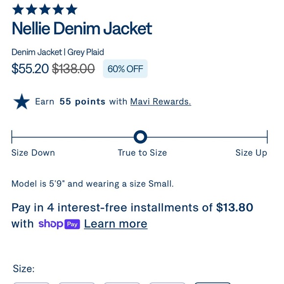 Mavi Nellie Denim Jacket Denim Jacket | Grey Plaid NWOT A3 - Picture 12 of 12